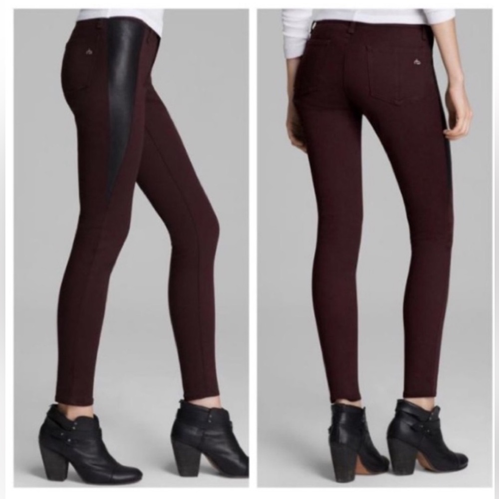 Rag and Bone Burgundy Wine Jeans with Lamb Leather Size 26